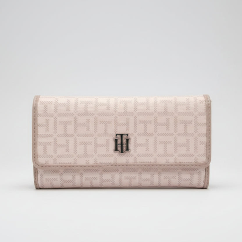 Tommy Hilfiger pink monogram trifold wallet