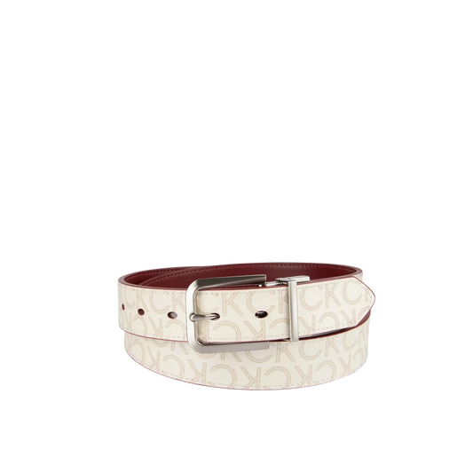 Calvin Klein Reversible Monogram Logo Belt in burgundy