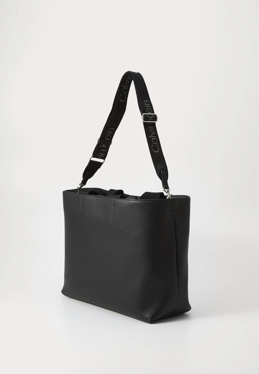 Calvin Klein Ultralight Tote Bag with dual top handles and an embossed monogram logo on the front