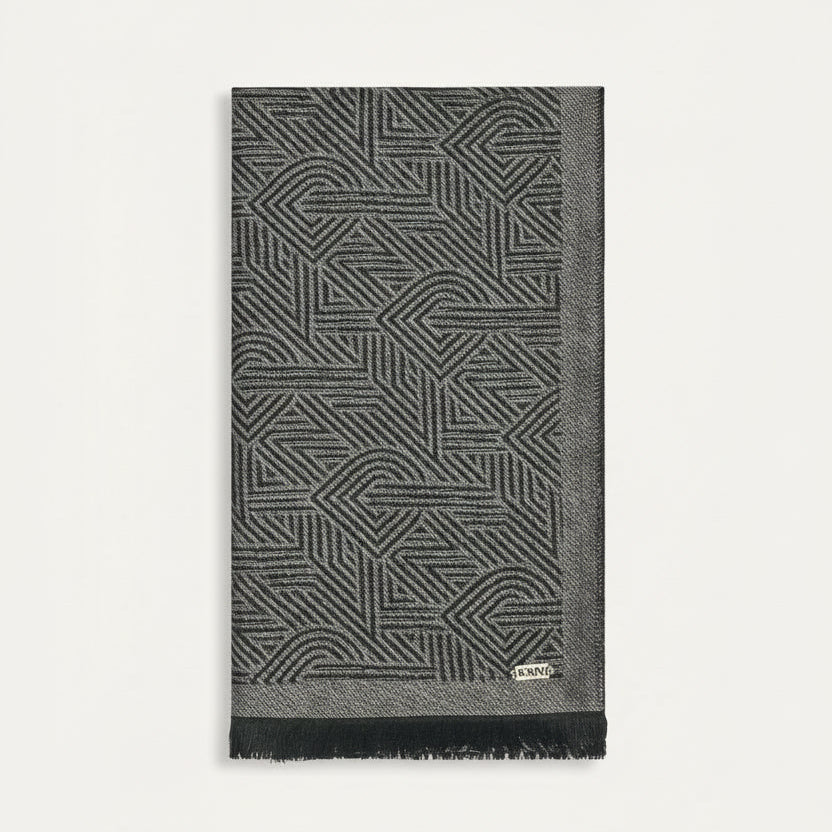 DKNY geometric pattern scarf with fringed edges