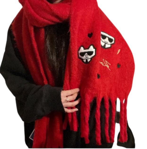 Karl Lagerfeld Red blanket scarf