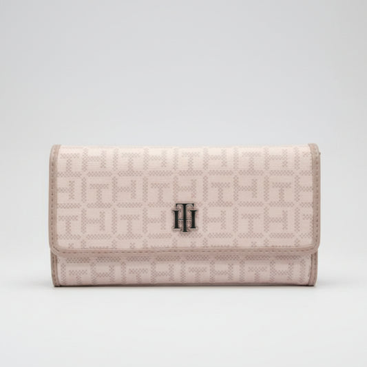 Tommy Hilfiger pink monogram trifold wallet