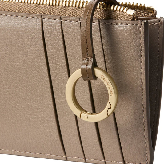 Calvin Klein Allover Monogram Logo Top Zip Card Case
