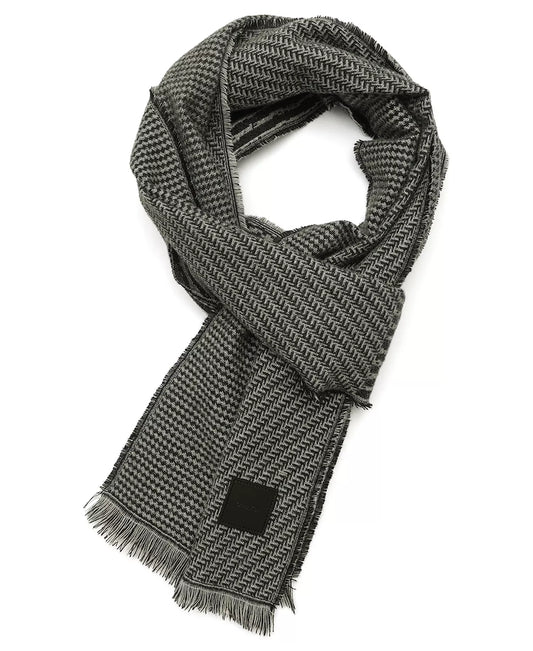 Calvin Klein black and gray Mixed Pattern Yarn Dye Scarf