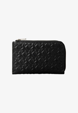 Calvin Klein Embossed Allover Monogram Zip Wallet in black