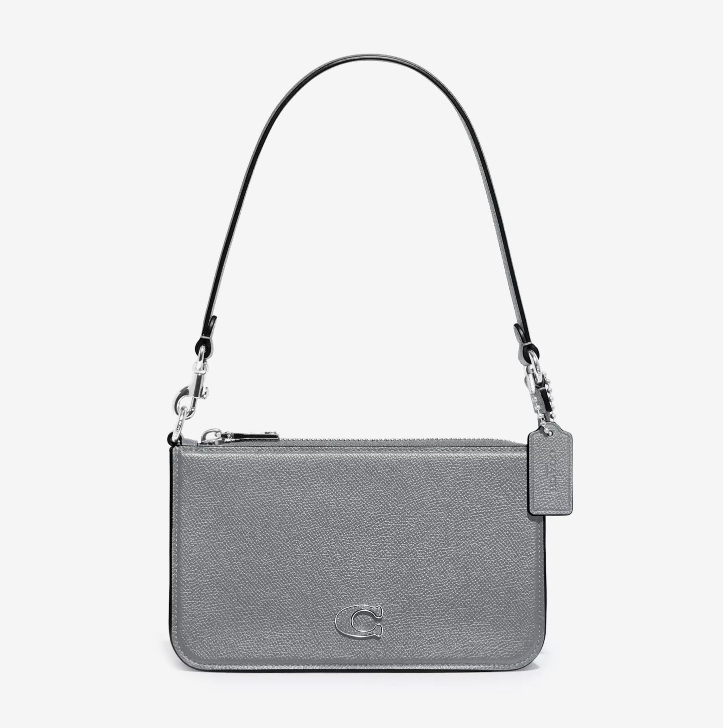Coach Pouch Bag in grey crossgrain leather