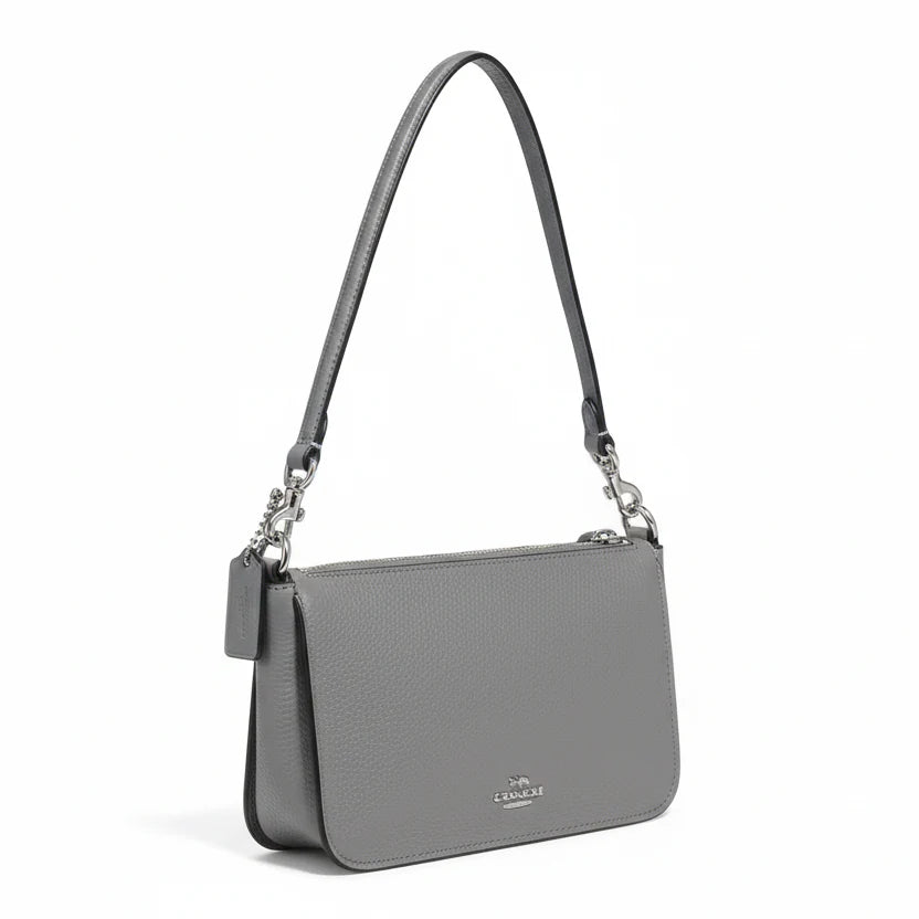 Coach Pouch Bag in grey crossgrain leather
