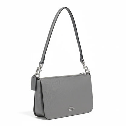 Coach Pouch Bag in grey crossgrain leather
