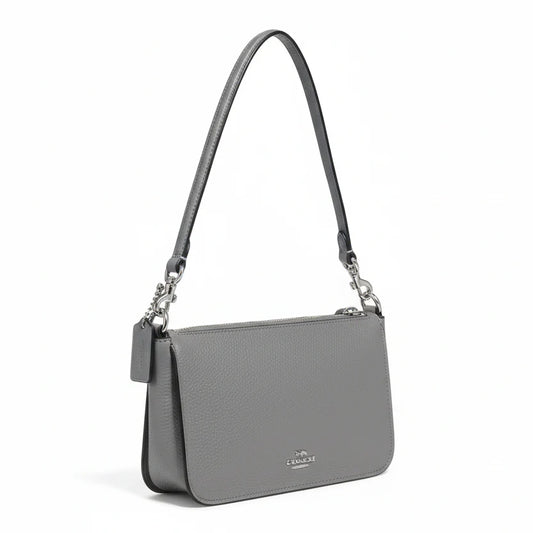 Coach Pouch Bag in grey crossgrain leather