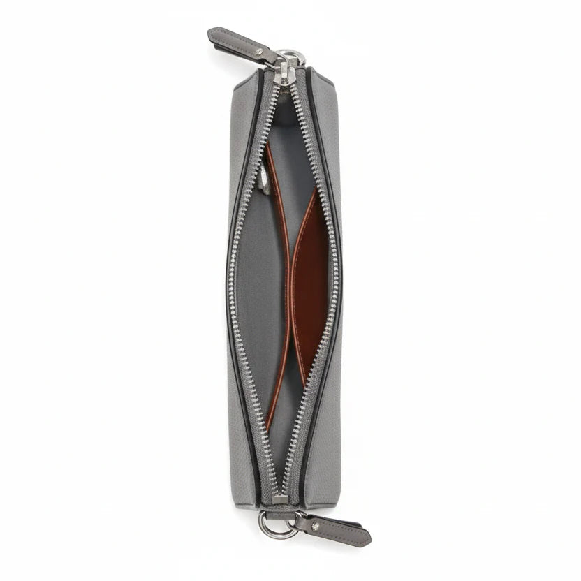 Coach Pouch Bag in grey crossgrain leather
