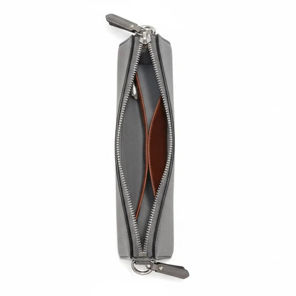 Coach Pouch Bag in grey crossgrain leather