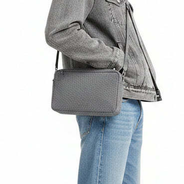 Coach Pouch Bag in grey crossgrain leather