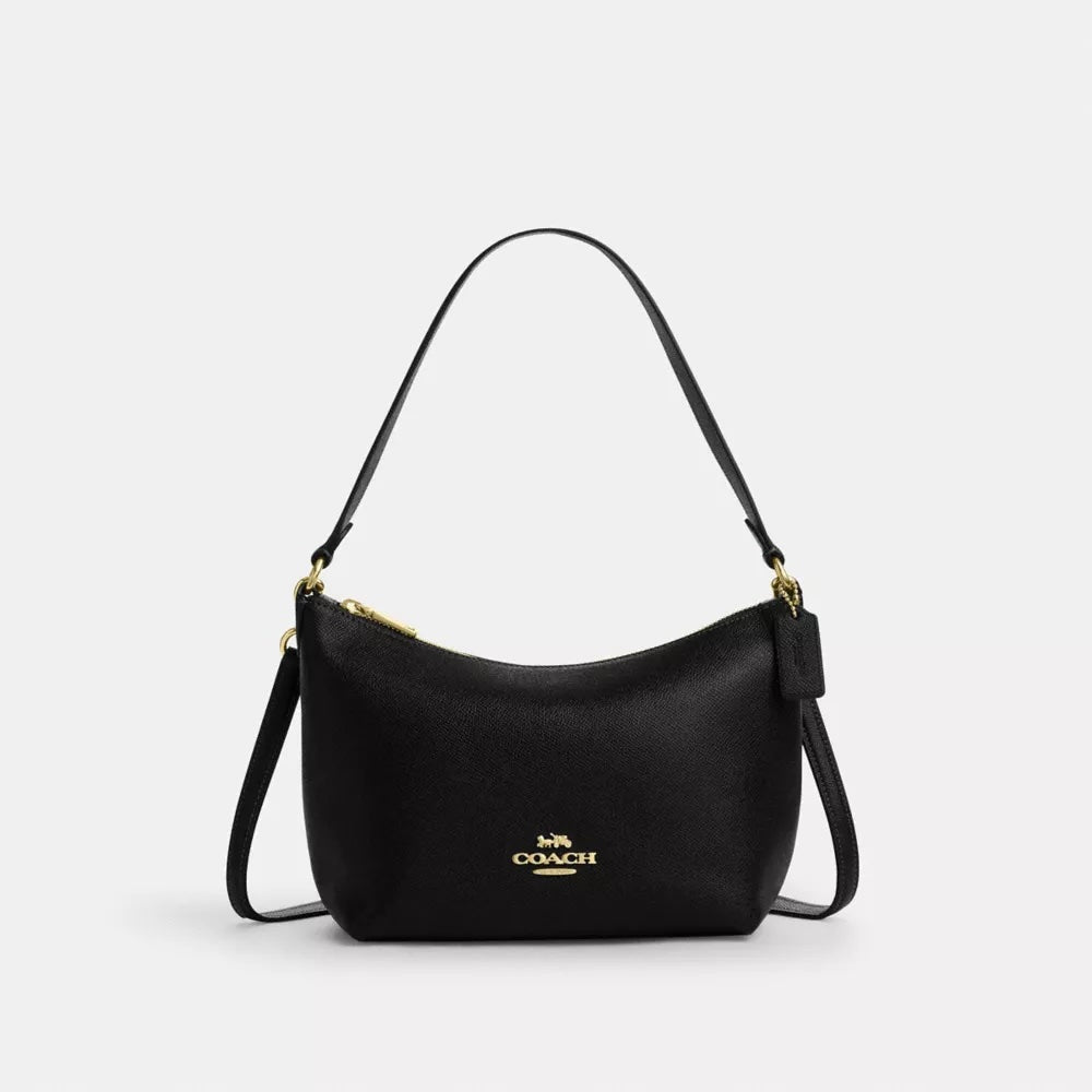 Coach Double Zip Shoulder Bag in black leather