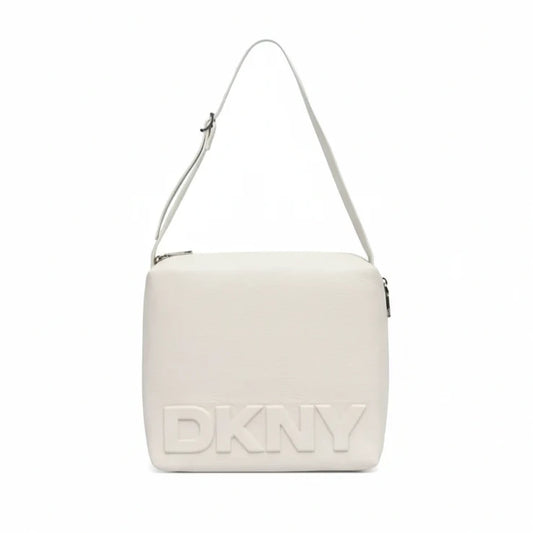 DKNY Zia small hobo shoulder bag in white faux leather