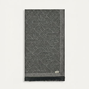 DKNY geometric pattern scarf with fringed edges