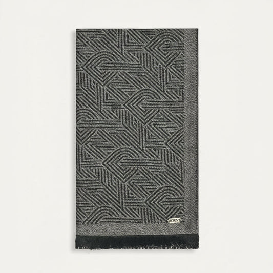 DKNY geometric pattern scarf with fringed edges