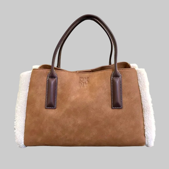 DKNY Josie tote bag with ivory shearling trim
