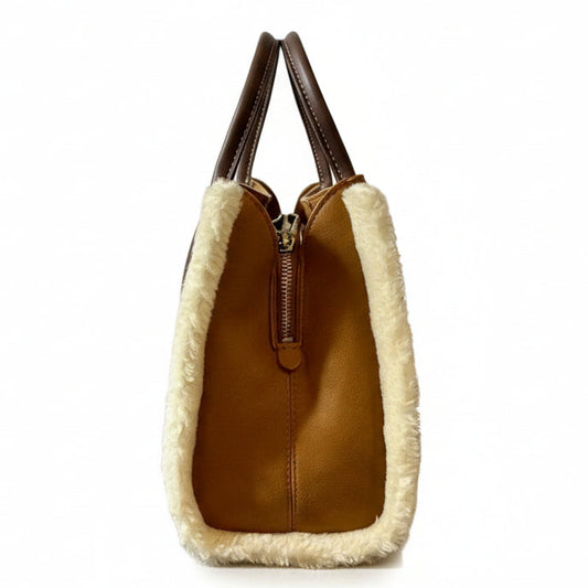 DKNY Josie tote bag with ivory shearling trim