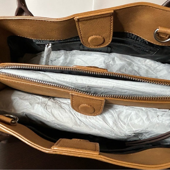 DKNY Josie tote bag with ivory shearling trim