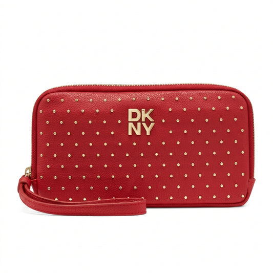DKNY Red Jenny Large Zip Around Wallet