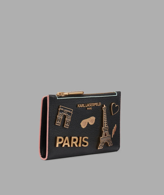 Karl Lagerfeld Leather Paris Pin Card Case