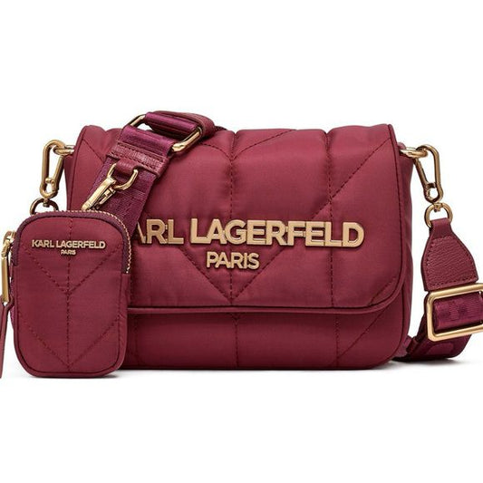 Karl Lagerfeld Paris Voyage Quilted Nylon Messenger Bag in the color wine