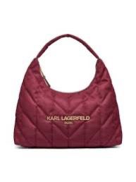 Karl Lagerfeld Paris Voyage Quilted Nylon Hobo Bag in a redburgundy color