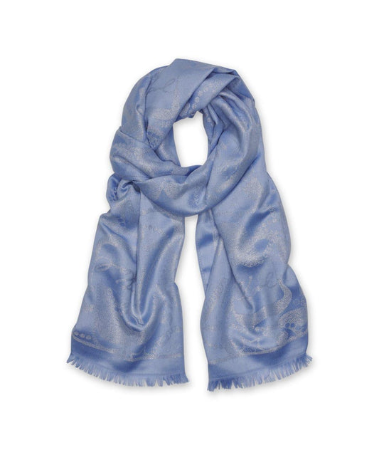 Karl Lagerfeld Paris Printed Metallic Pashmina Scarf in Blithe Blue