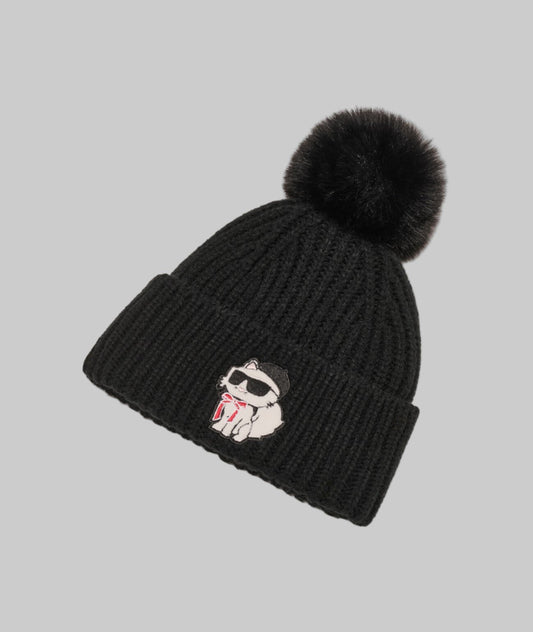 Karl Lagerfeld Paris Sassy Choupette Faux Fur Pom Beanie