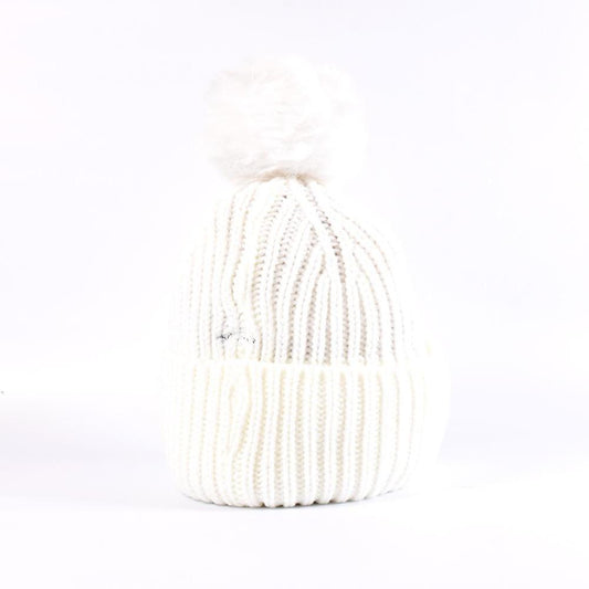 Karl Lagerfeld Women's Sassy Choupette Faux Fur Pom Beanie in white