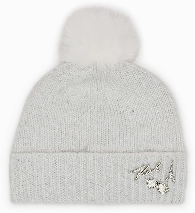 Karl Lagerfeld white faux fur pom pom