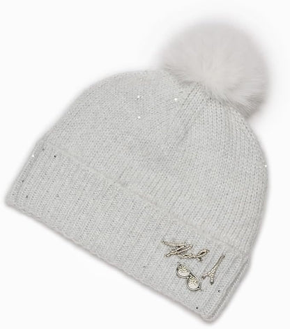 Karl Lagerfeld white faux fur pom pom