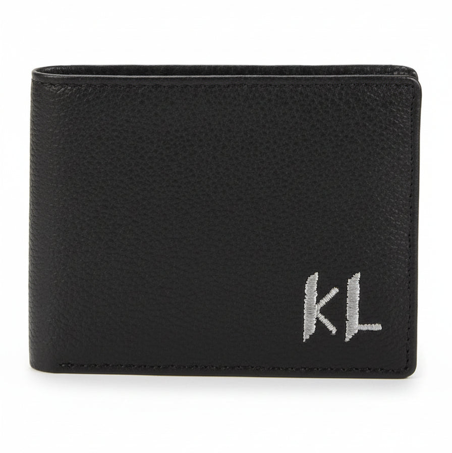 Karl Lagerfeld KPlak leather bifold wallet in black