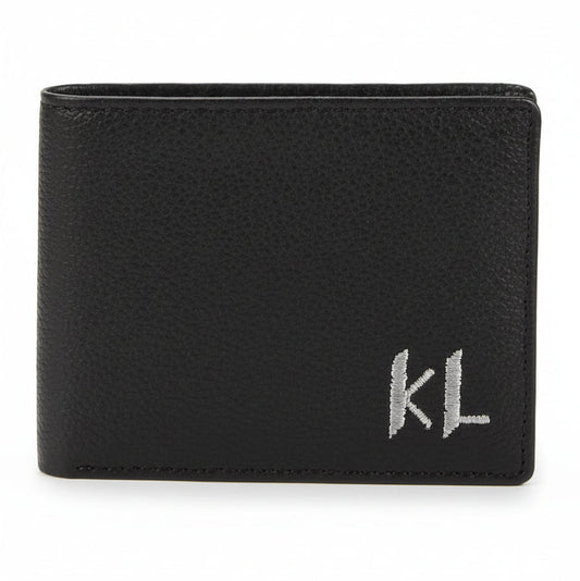 Karl Lagerfeld KPlak leather bifold wallet in black