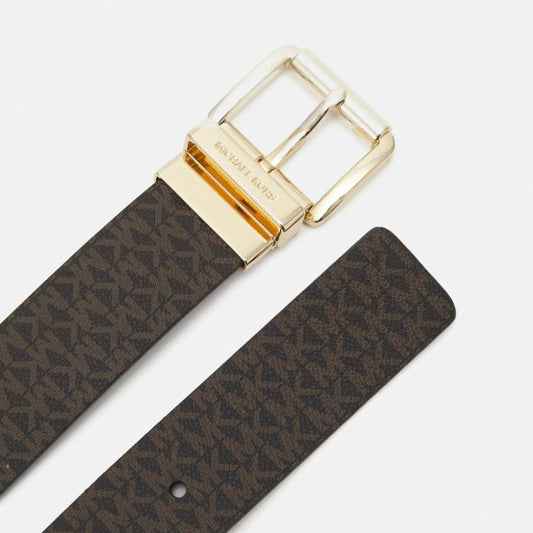 Brown belt with gold buckle on a white background