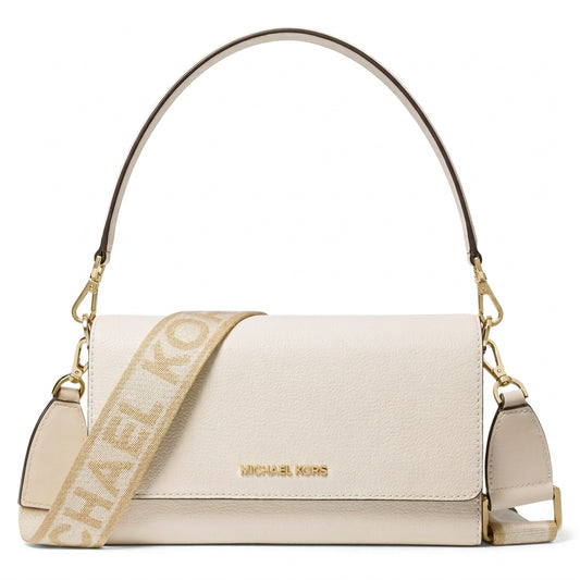 Michael Kors Jet Set Large Leather Crossbody Bag in light cream