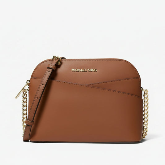 Michael Kors Jet Set Travel Medium Dome Crossbody Bag Purse Luggage Brown NWT