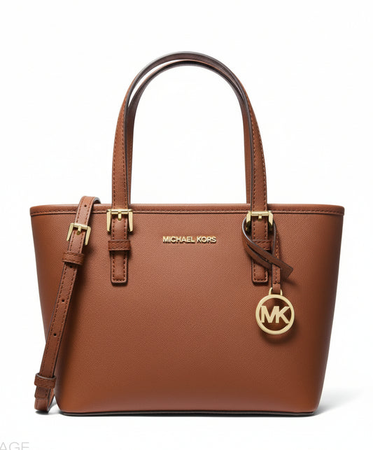 Michael Kors Jet Set Travel Extra-Small Saffiano Leather Top-Zip Tote Bag Brown