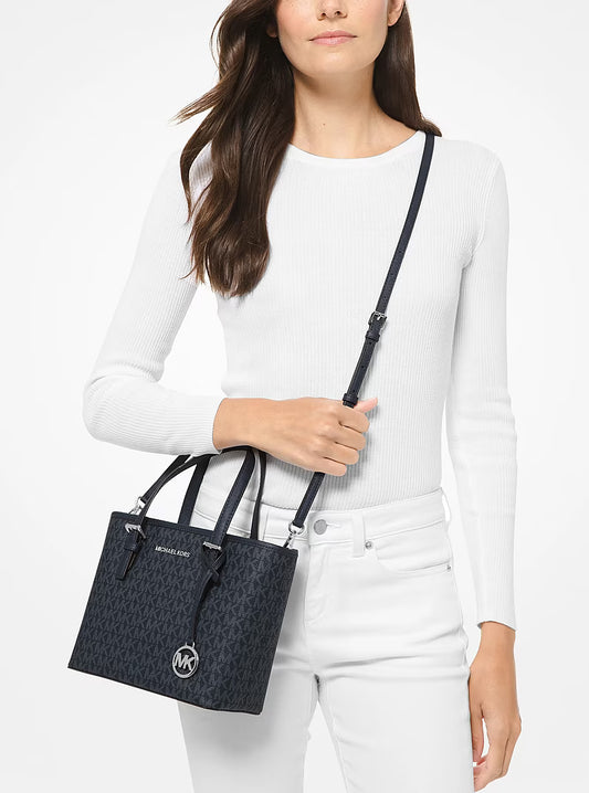 Michael Kors Jet Set Travel Extra Small Logo Top Zip Tote Bag in admiral blue