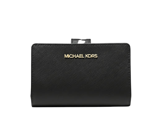 Michael Kors Black Medium Crossgrain Leather Bifold Wallet