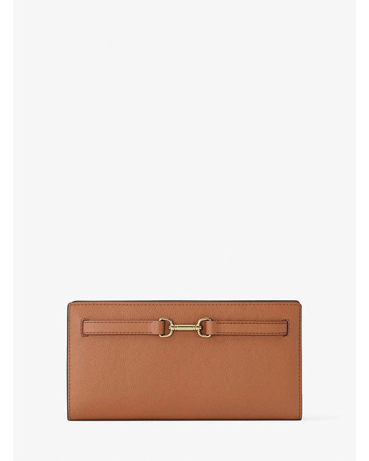 Michael Kors Carson Small Pebbled Leather Wallet in the Luggage brown color
