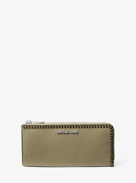 Michael Kors Jet Set Large Pebbled Leather Quarter Zip Wallet