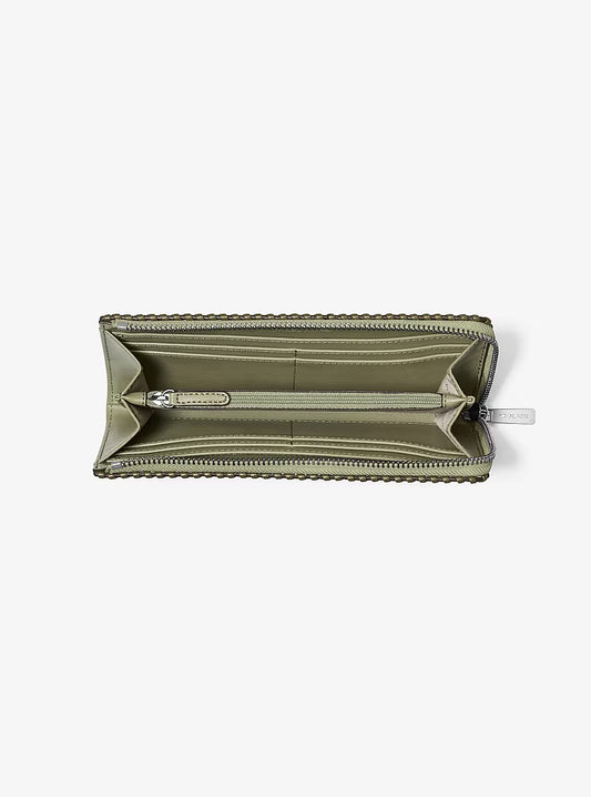 Michael Kors Jet Set Large Pebbled Leather Quarter Zip Wallet
