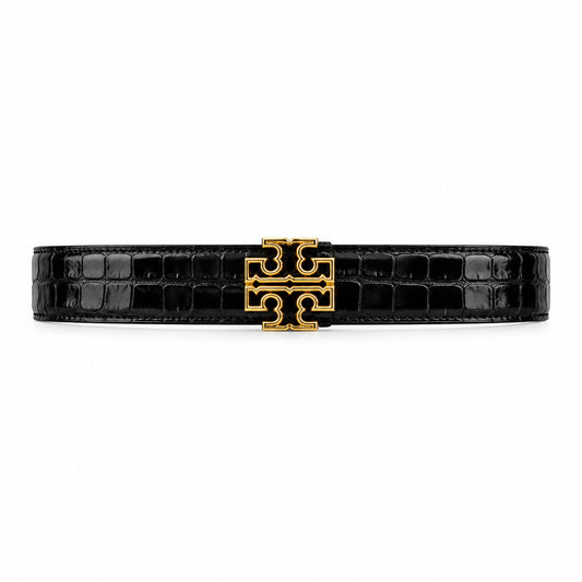 tory burch croc embossed leather Tory Burch Britten Logo Belt