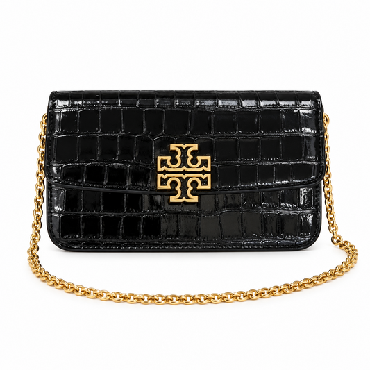 tory burch crocodile embossed leather Tory Burch Britten Chain Wallet