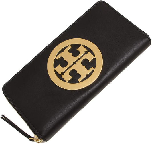 Tory Burch Charlie Zip Continental Wallet in black leather