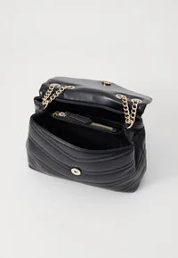 Valentino Bags Privilege flap shoulder bag in black synthetic leather with gold tone hardware