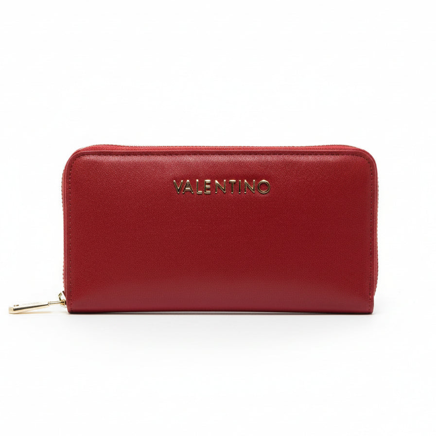 Valentino Divina Zip Around Wallet in red faux leather