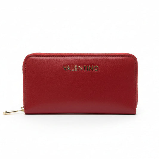Valentino Divina Zip Around Wallet in red faux leather